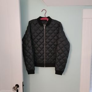 NWOT L.L. Bean black down Bomber zip up jacket, S reg